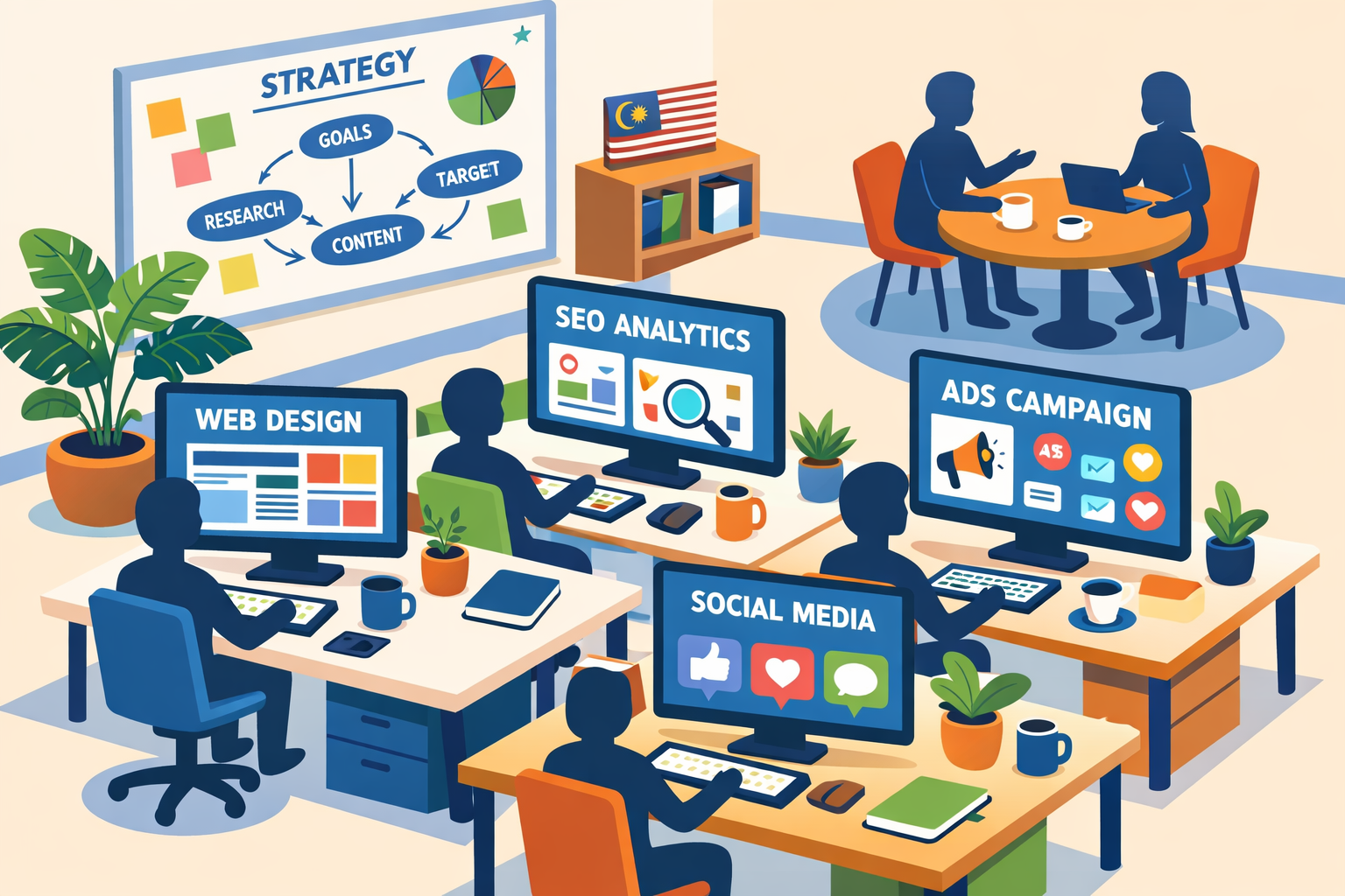 Dot Com Mastermind digital marketing team workspace