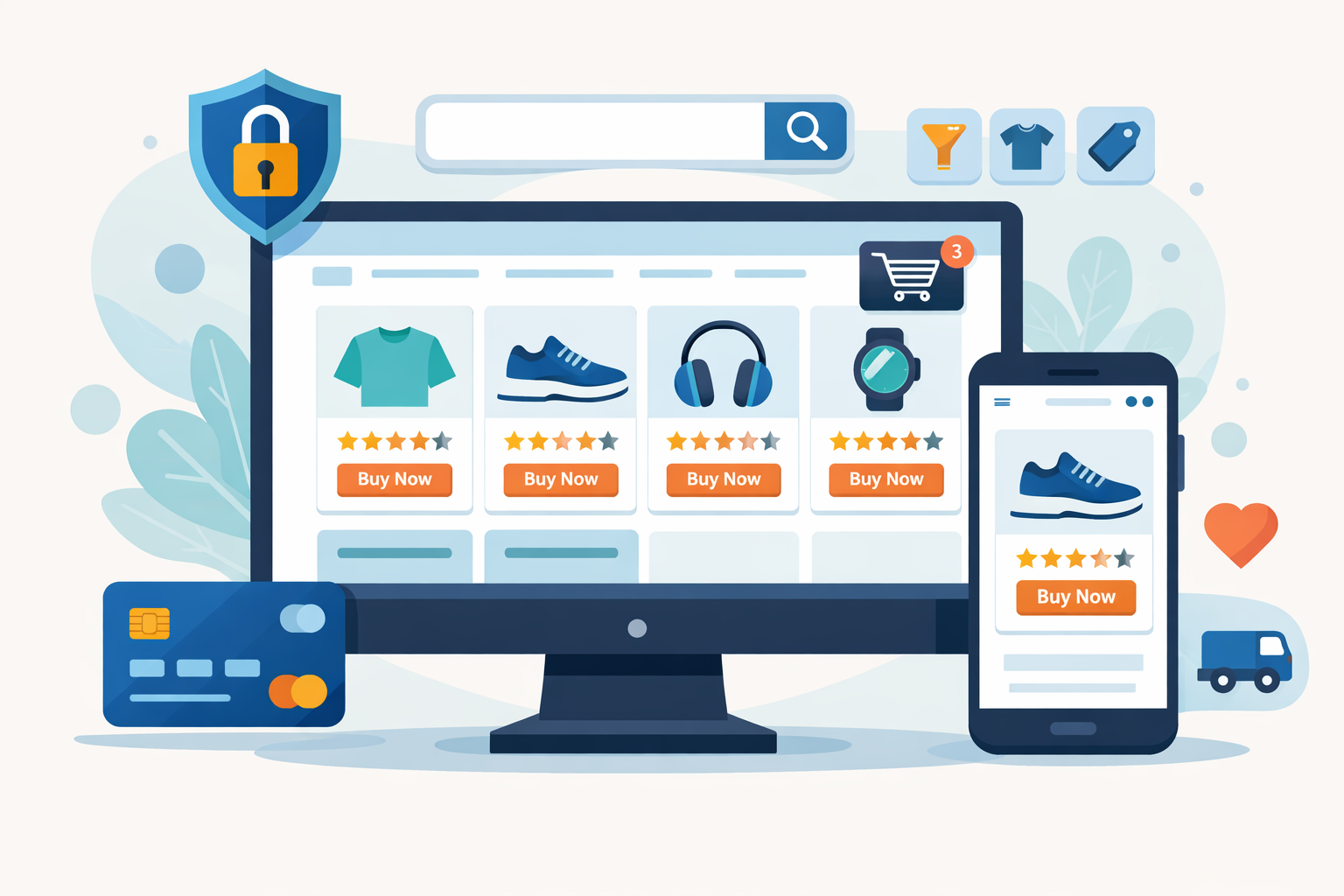 E-commerce website design with product display