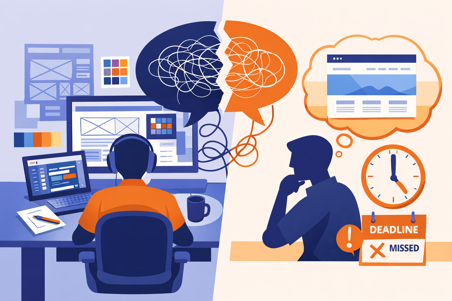 Web designer working with clients on a project