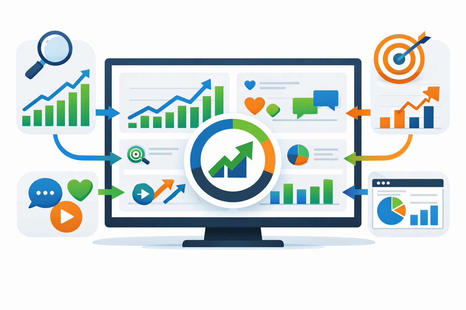 Digital marketing strategy dashboard showing multi-channel campaign performance