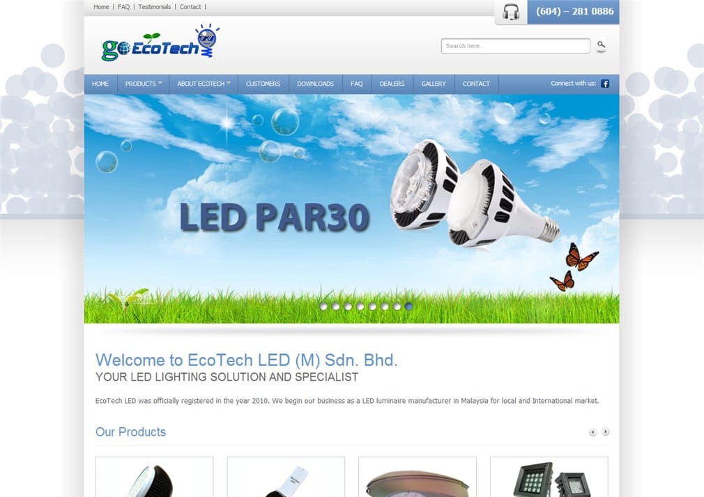 Ecotech LED website design sample